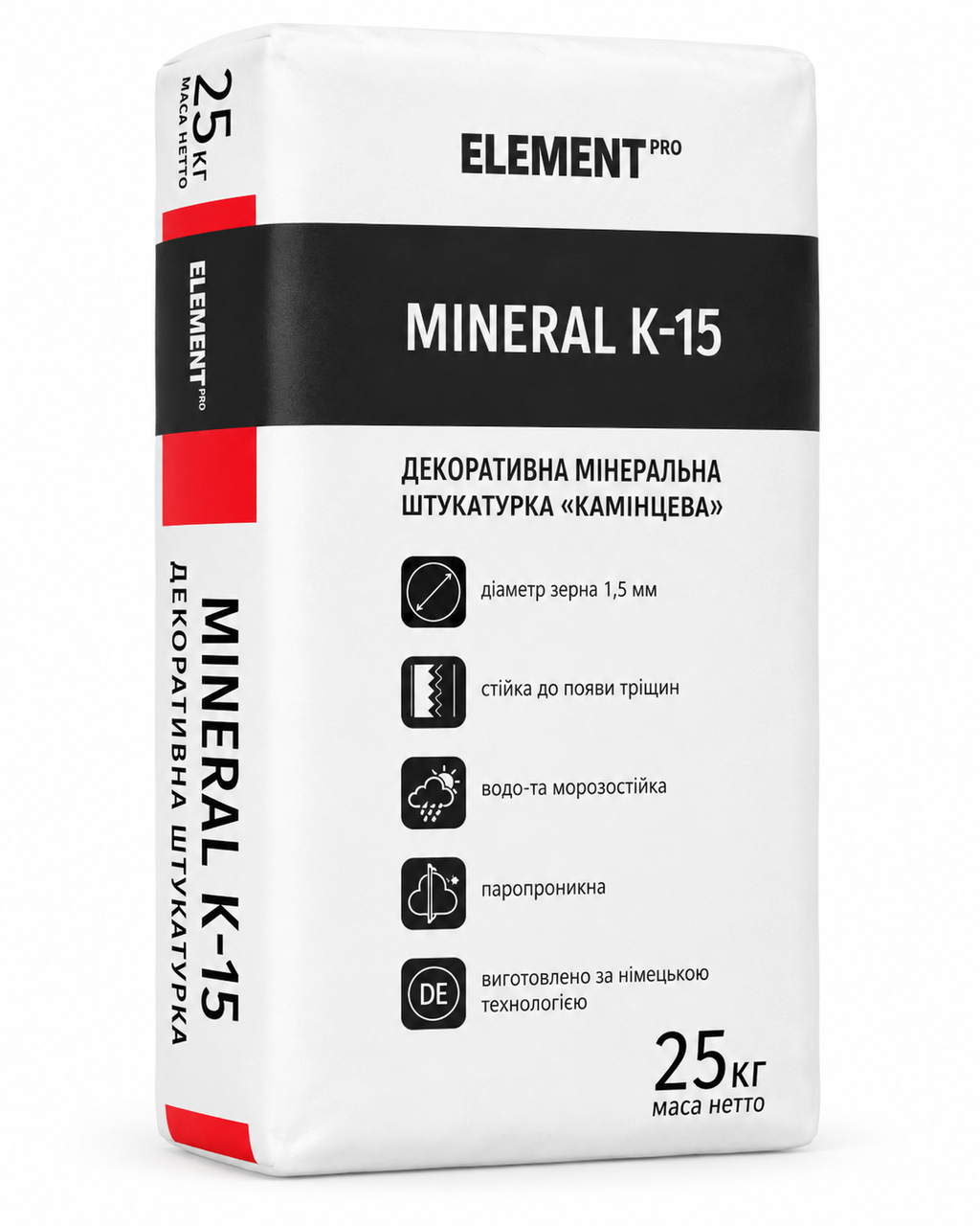 Декоративная штукатурка фасадная минеральная Камешковая ELEMENT MINERAL К15 25 кг Декоративная штукатурка фасадная минеральная Камешковая ELEMENT MINERAL К15 25 кг