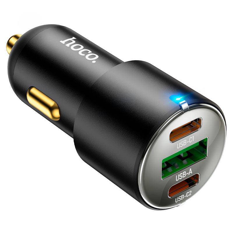 Автомобильное зарядное устройство для прикуривателя Hoco NZ6 PD45W 2Type-C+USB с индикатором (386295629562) - фото 3