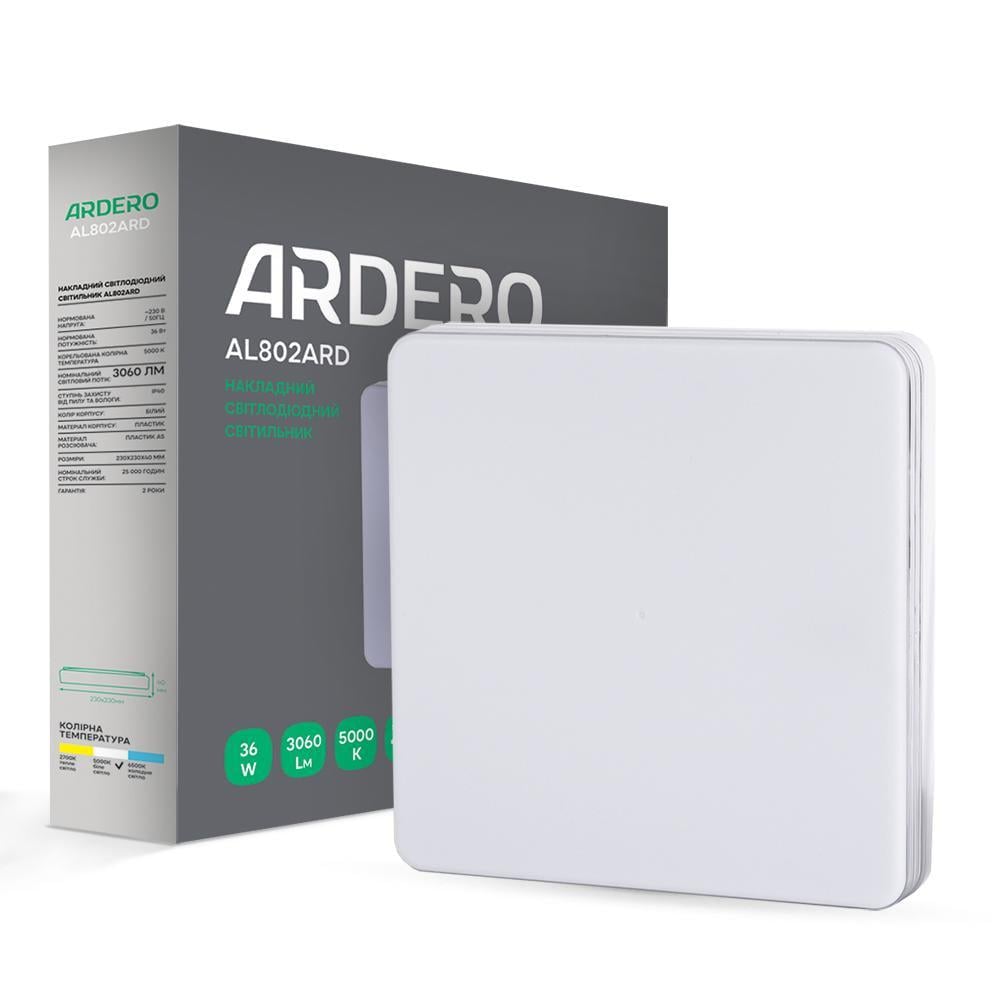 Потолочный светильник накладной светодиодный ARDERO AL802ARD 36W квадратный Белый (84733)