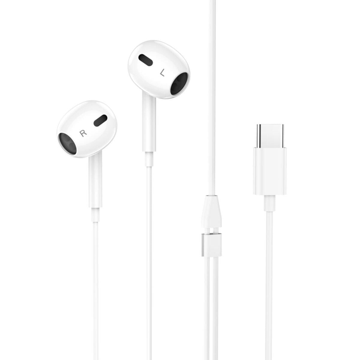 Наушники проводные Hoco M101 Max Crystal grace Type-C wire-controled digital earphones with microphone White (573170)