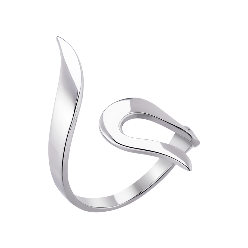 Кольцо серебряное незамкнутое Волна без камней р. 18