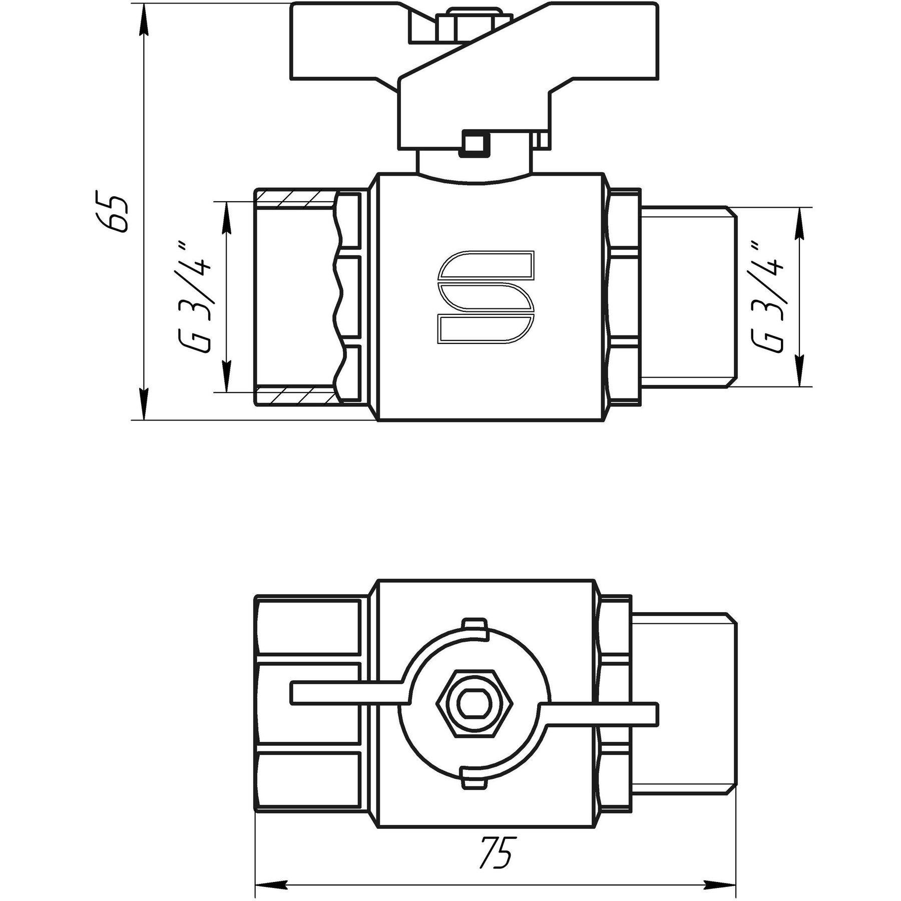 Кран шаровой Selba SL1508 000009628 3/4" ВЗ бабочка (104526) - фото 2