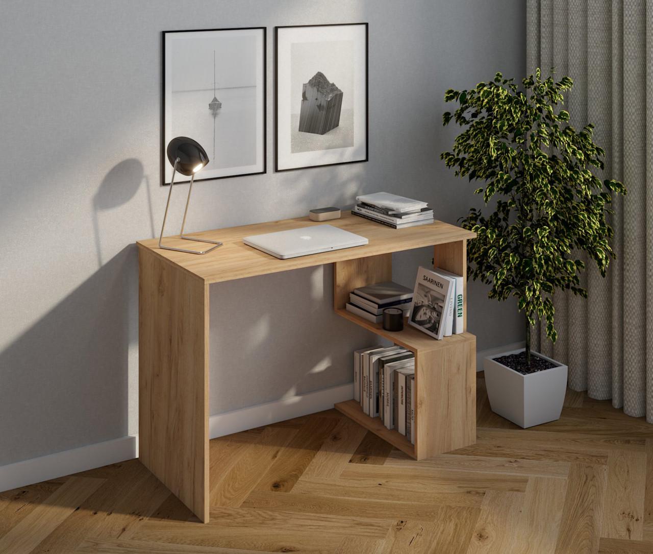 Компьютерный стол MebelProff КС-15 с полками Крафт/Золотой (26438401)