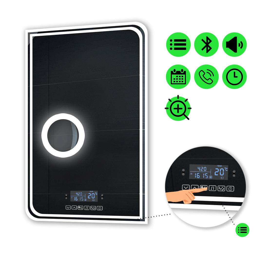 Зеркало с LED подсветкой Federica с Smart-блоком и линзой с подсветкой 80x70 см (Federica74)