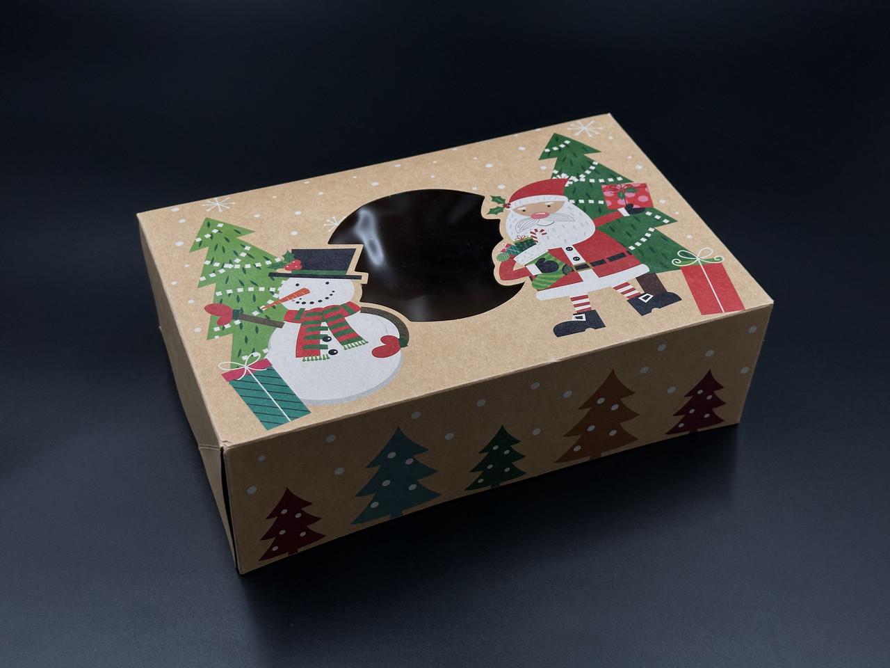 Коробка подарочная с круглым смотровым окошком с принтом сборная картонная 22х14,5х7 см Крафт (OA-106) - фото 2 Коробка подарочная с круглым смотровым окошком с принтом сборная картонная 22х14,5х7 см Крафт (OA-106) - фото 2