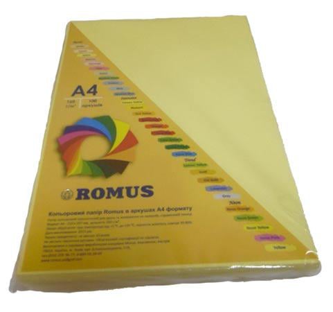 Папір кольоровий Romus A4 80 г/м2 100 аркушів Жовтий (R50577)
