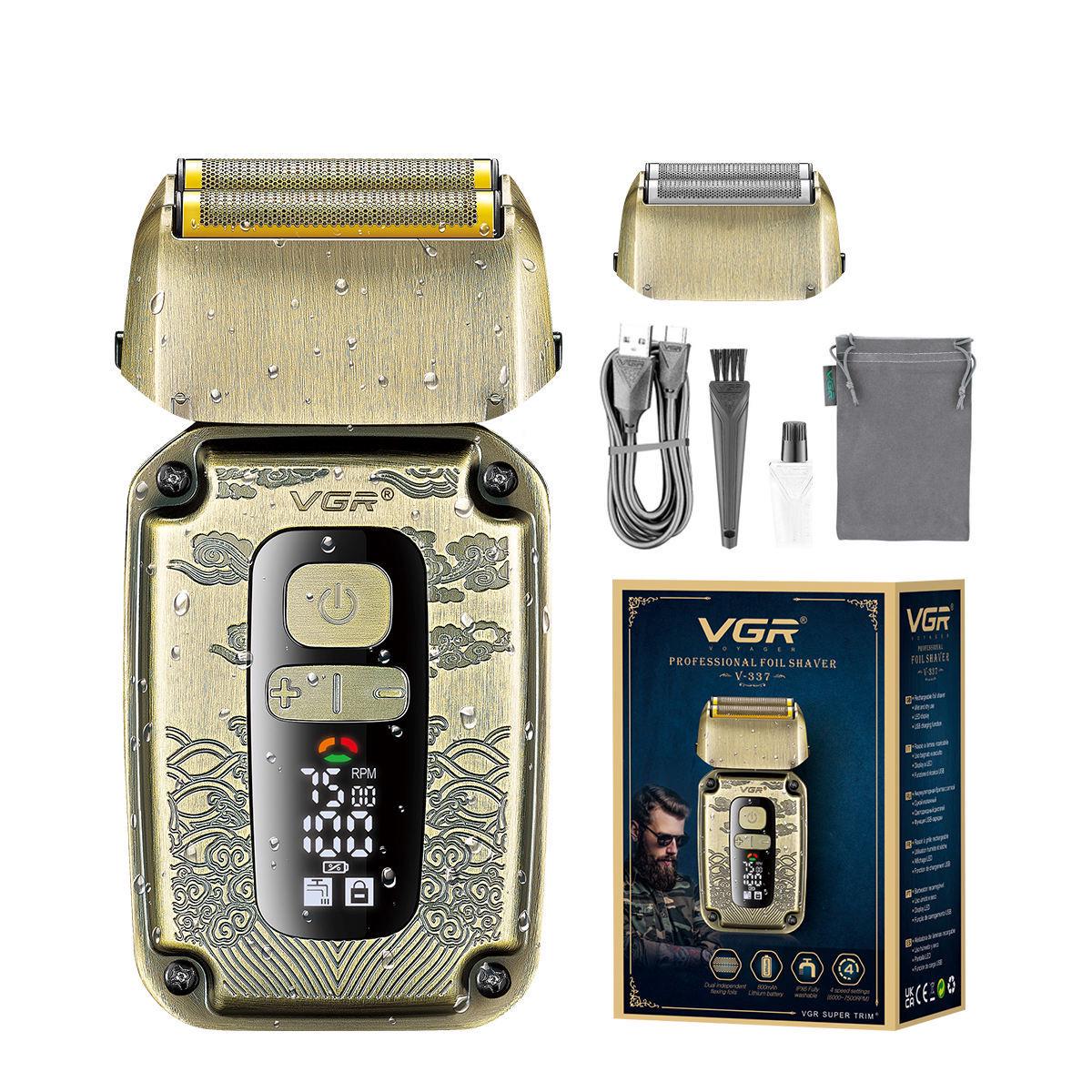 Электробритва аккумуляторная сеточная VGR V-337 с выдвижным триммером влагозащита IPX6