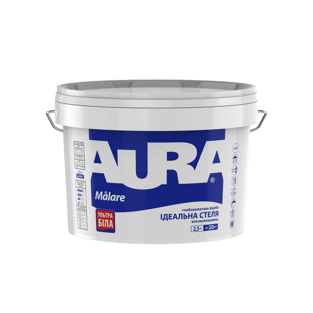 Краска акриловая интерьерная Aura MALARE В1 2,5 л Белый (1422975645)