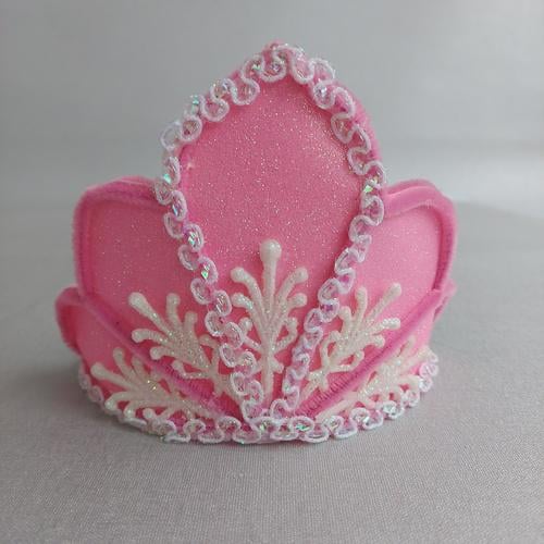 Обруч на голову новогодний/карнавальный Корона Снежная ночь ручной работы Розовый (210113)