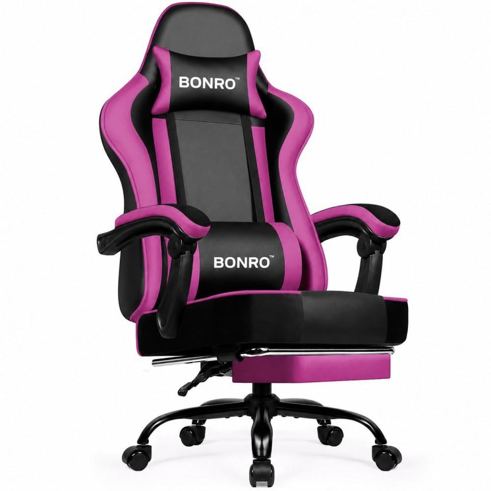 Кресло офисное с подставкой для ног Bonro B-059 Черно-фиолетовый (42412135)