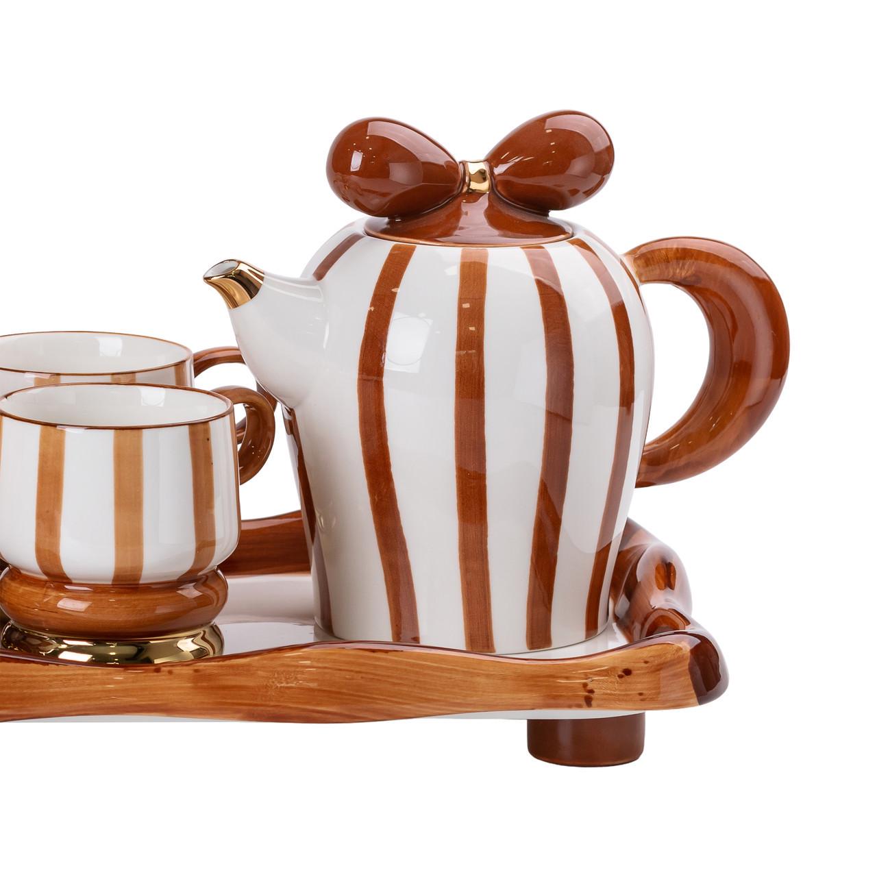 Чайный сервиз на 6 персон с керамической подставкой Шоколад - фото 8 Чайный сервиз на 6 персон с керамической подставкой Шоколад - фото 8