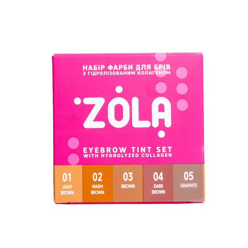 Набор красок для бровей с коллагеном Zola Eyebrow Tint 5 цветов x 5 мл
