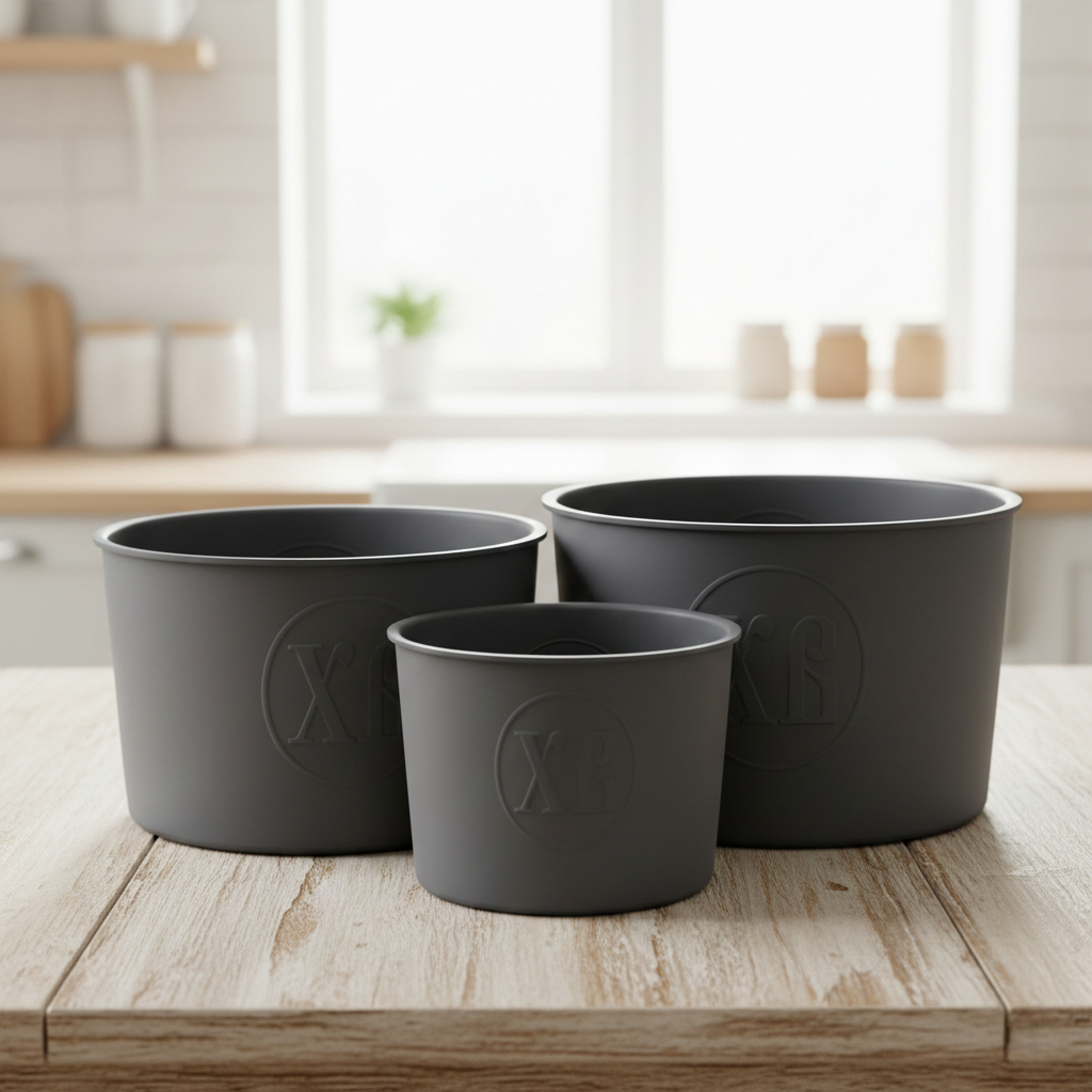 Набор форм для выпечки куличей TS Kitchen круглых силиконовых 3 шт. d 14.5/12/9,5 см Темно-серый (HP-35-558GB)