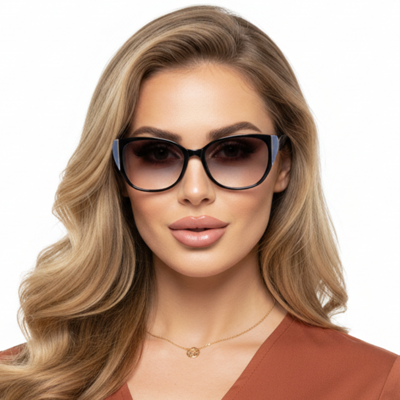 Окуляри жіночі тоновані для зору з градієнтом/для дали та читання -2.25 Чорний (0048)