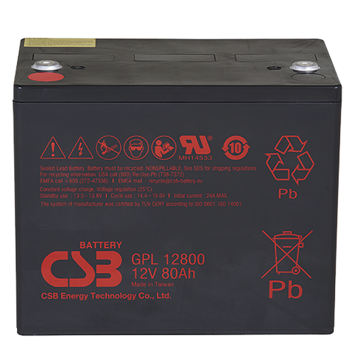 Аккумулятор гелевый CSB GPL12800 12V 80 Ah для автономного питания оборудования 75Ah (28233)