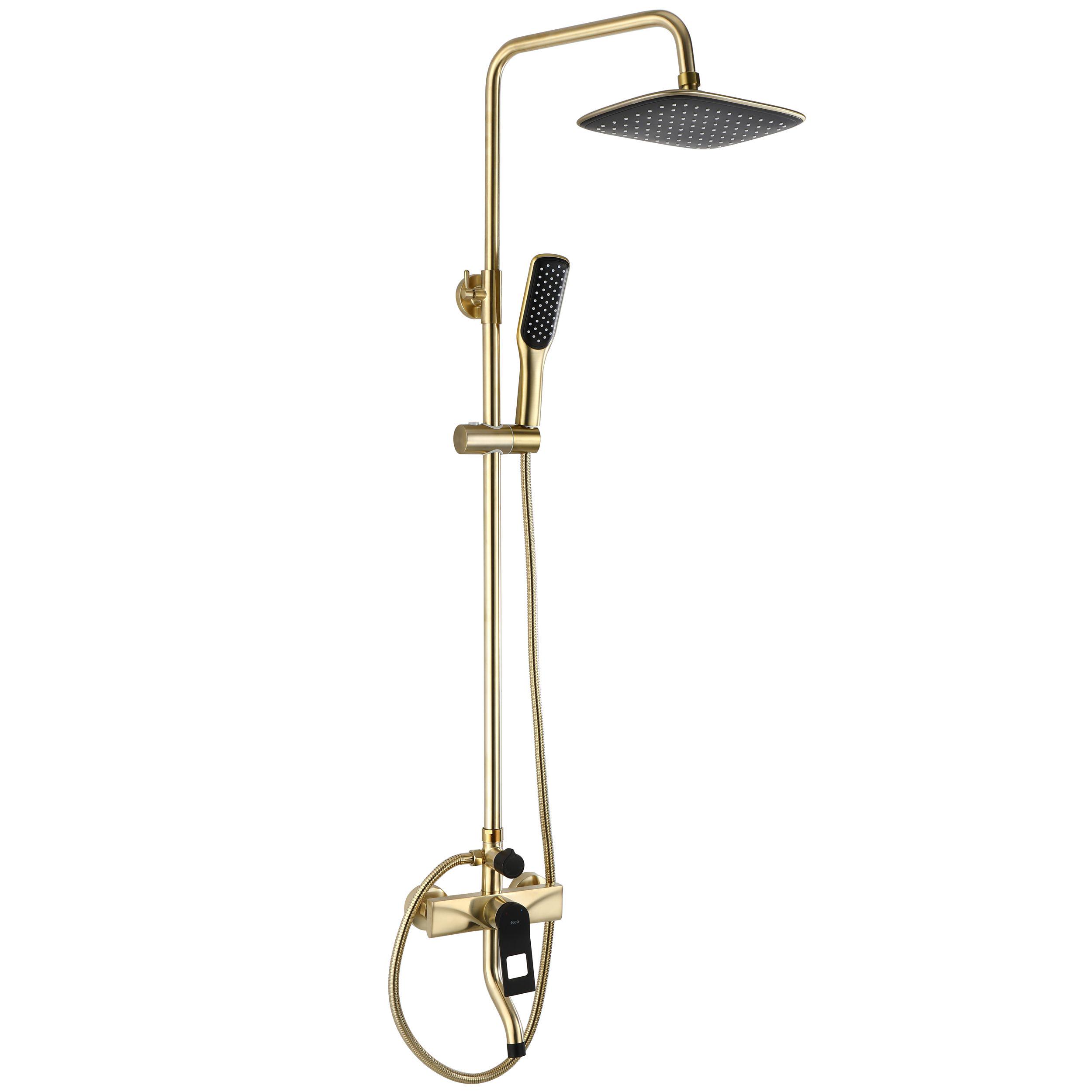 Душевая система со смесителем REA SOUL GOLD BLACK MATT REA-B9962 Золотистый (133916)