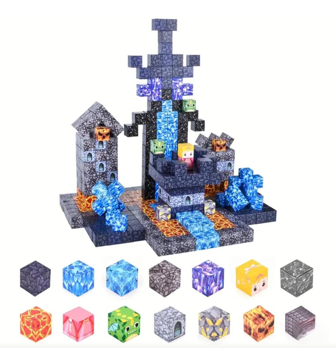 Конструктор магнітний Майнкрафт для дітей замок 100 кубиків