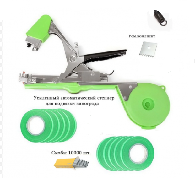 Набор для подвязки растений Tapetool лента 150 мкм 600 м/скобы/нож/пружина - фото 4