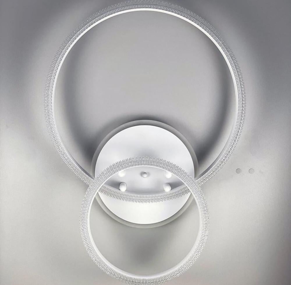 Светильник светодиодный на 2 кольца RGB-подсветка/пульт/70W Белый (A77012/2B+LED WT)