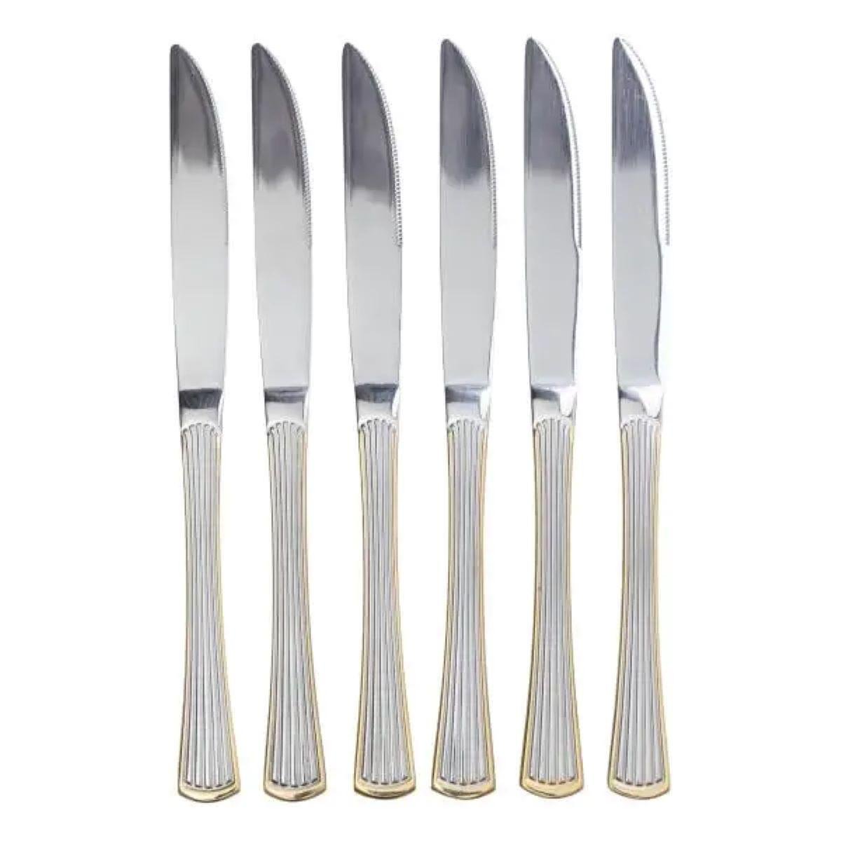Набір столових ножів із нержавіючої сталі 22,5 см 6 шт. Срібний/Золотий (A-033727)