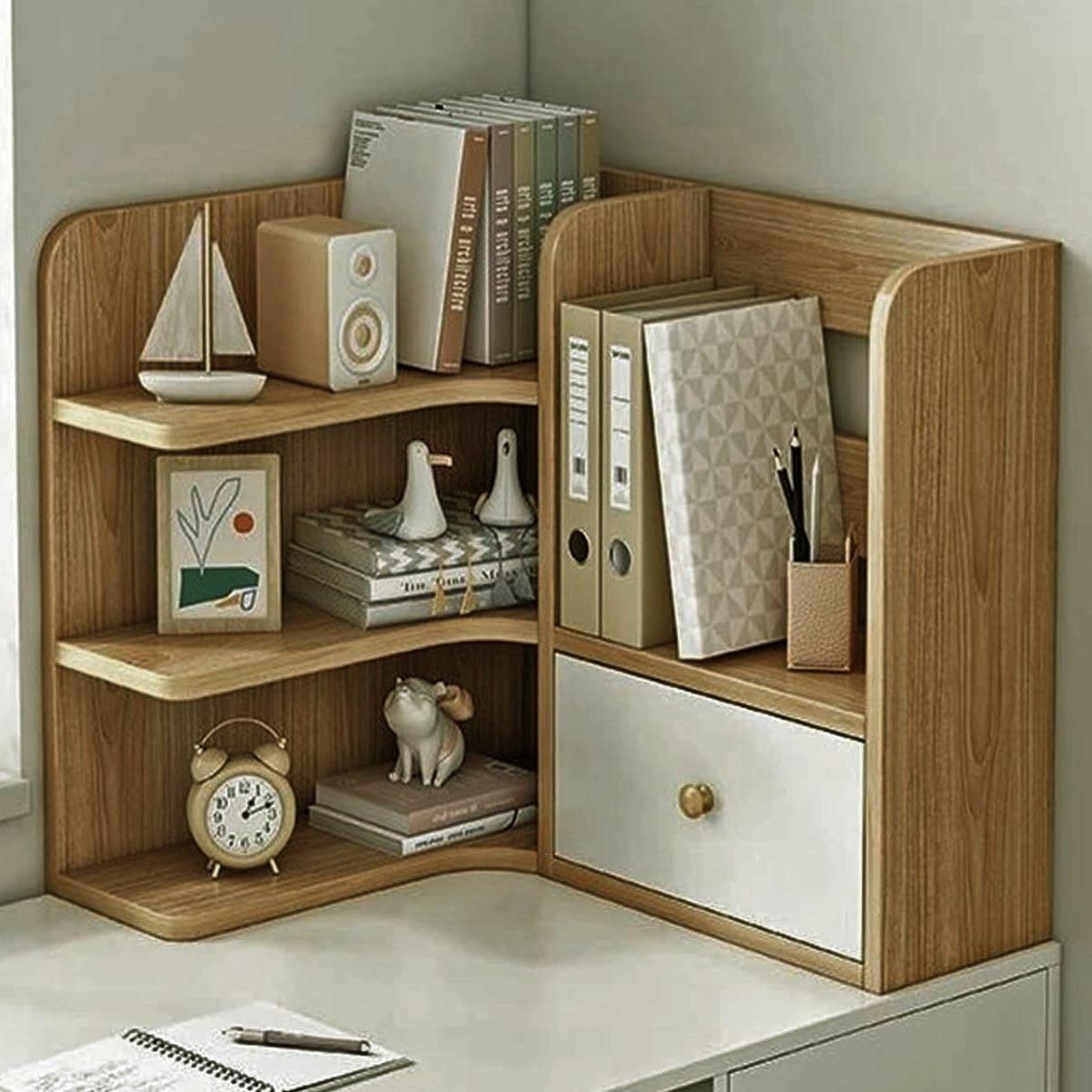 Полка-надстройка настольная из дерева Лаксин сиена-зефир (АКД-00770520)