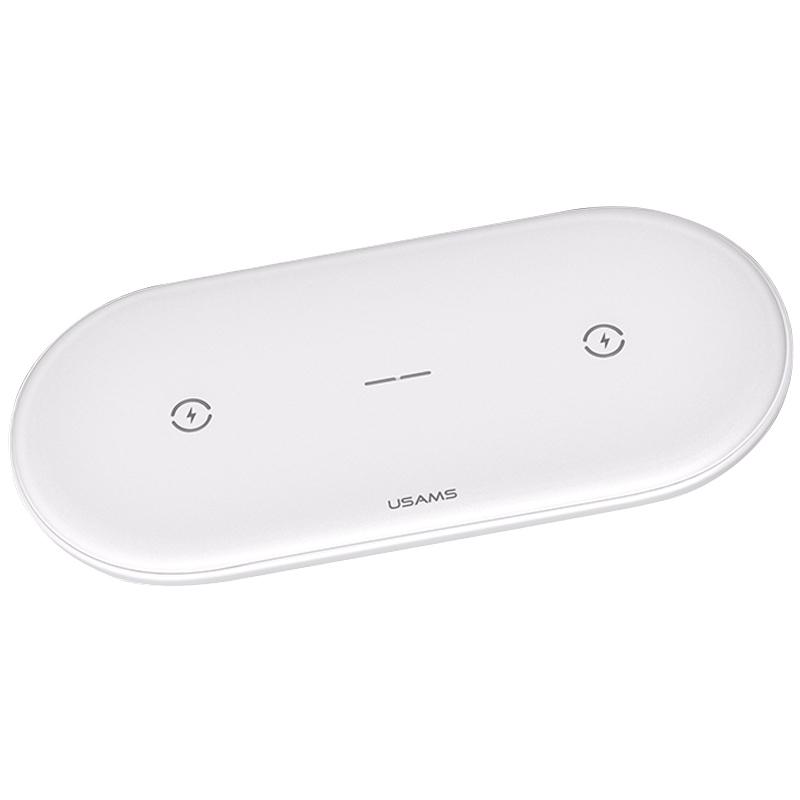 Беспроводное зарядное устройство Usams Dual Coil CD120 White (53008)