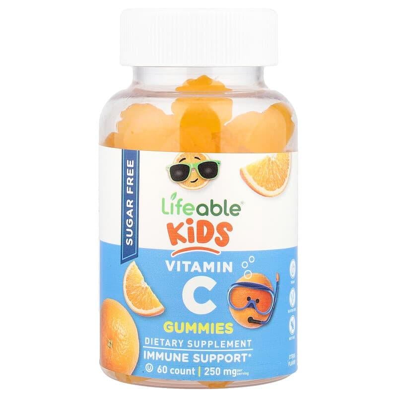 Биодобавка Витамин С для детей без сахара Lifeable Kids Vitamin C Gummies вкус апельсина 60 мармеладок