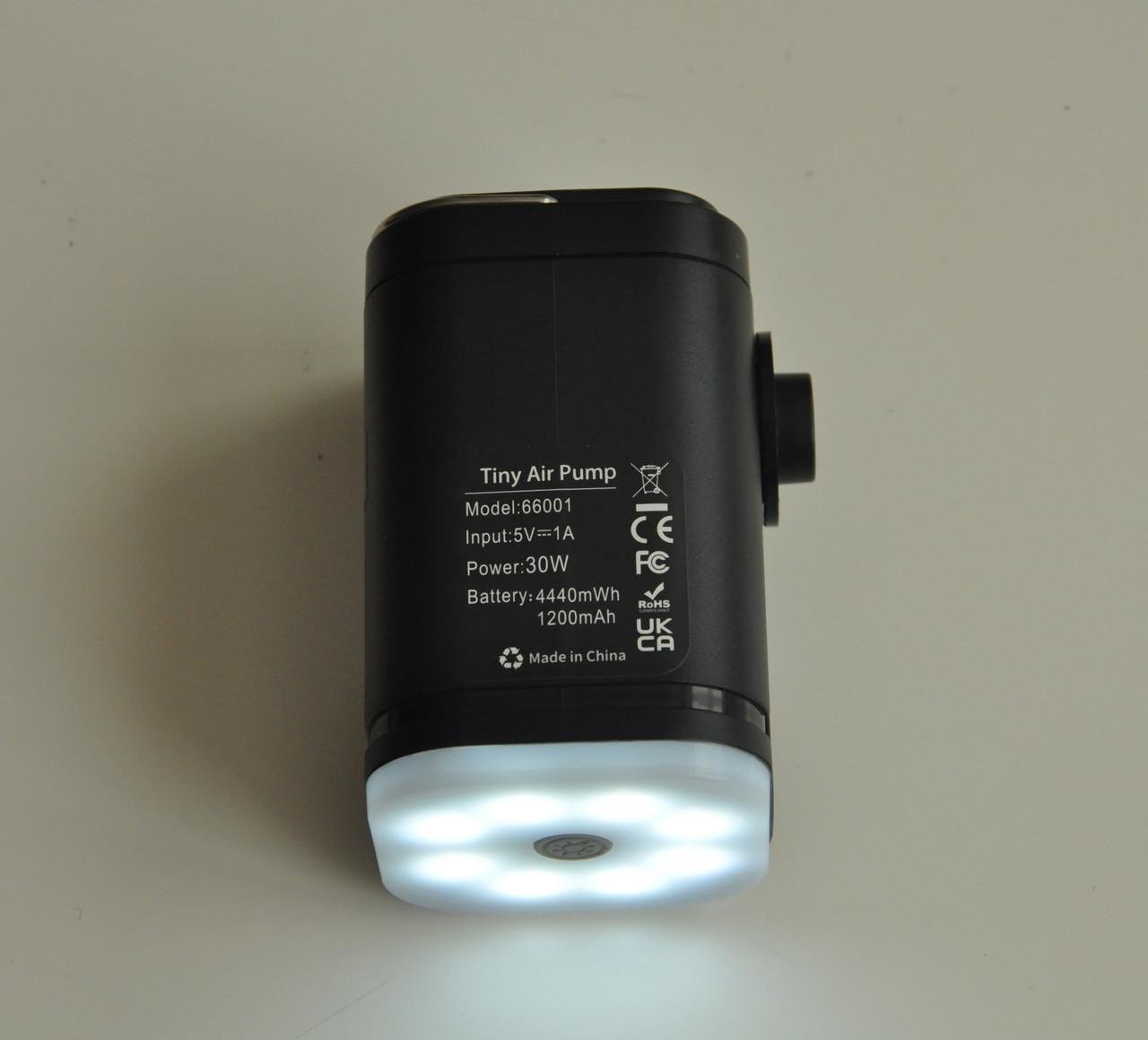 Насос аккумуляторный для надувных изделий с фонариком от USB с насадками и чехлом 30 Вт (2810751806)