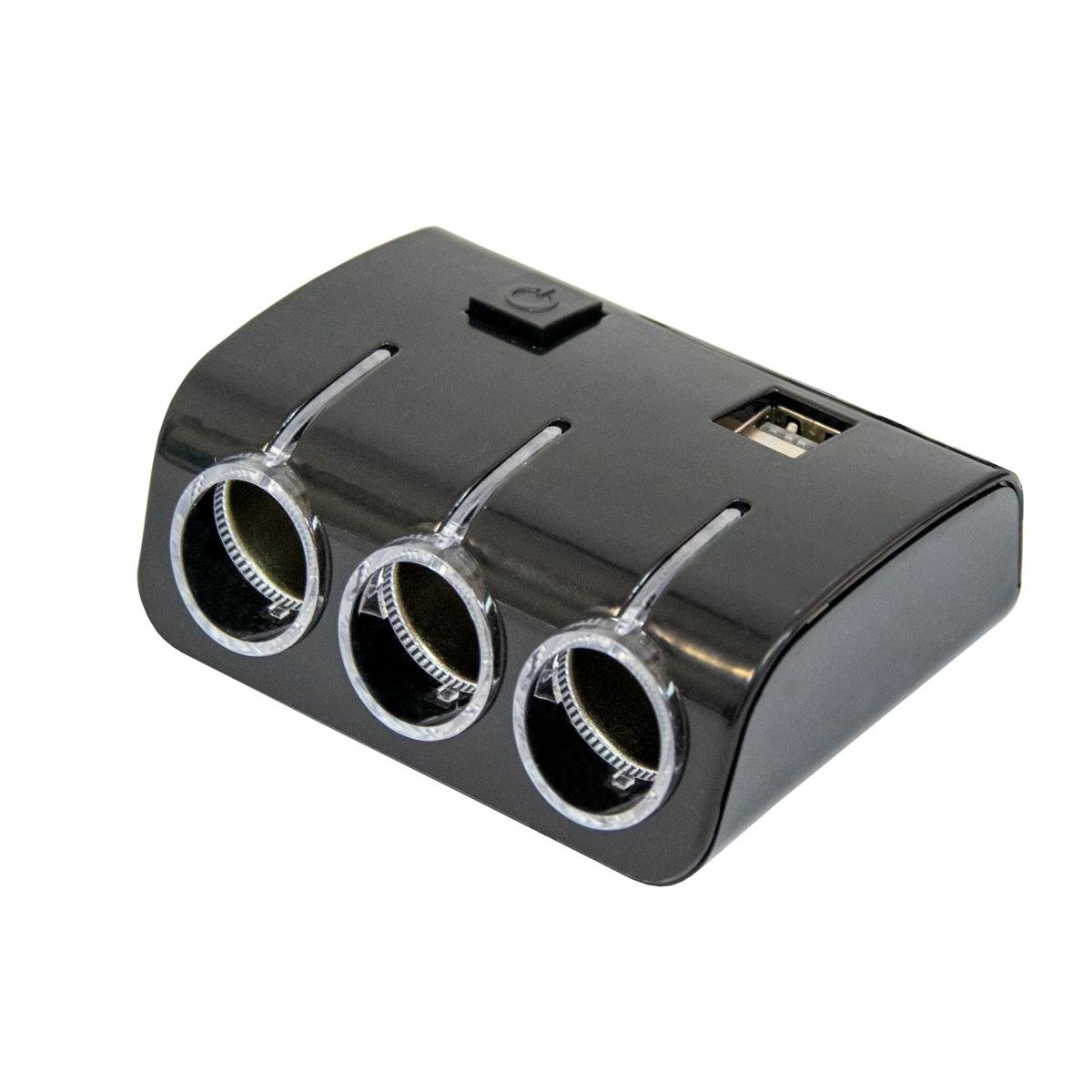 Разветвитель прикуривателя в автомобиль 12 V 1506A/1506A (1009520-Black)