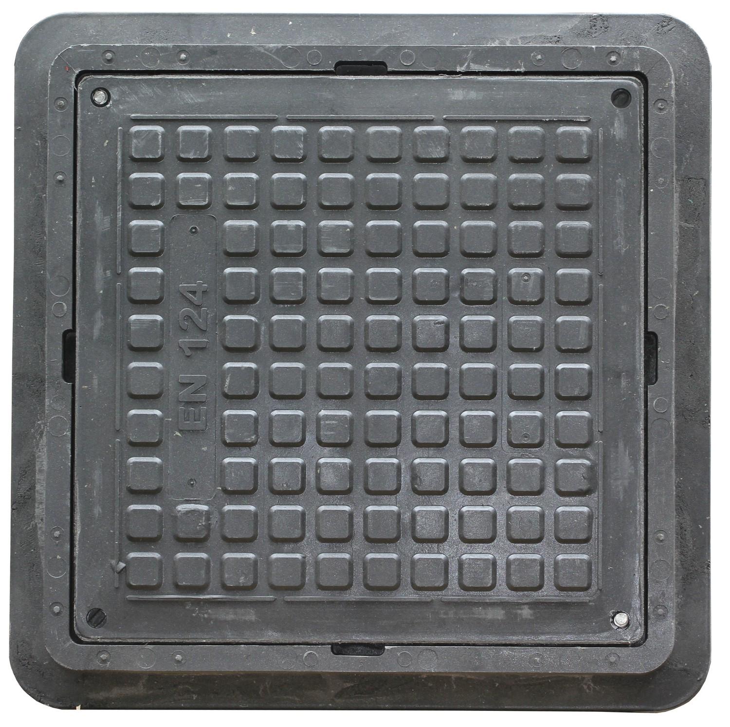 Люк квадратный Ruslana EN124 600x600 мм 1,5 т полимер Черный песчаный (AR6743) - фото 3 Люк квадратный Ruslana EN124 600x600 мм 1,5 т полимер Черный песчаный (AR6743) - фото 3