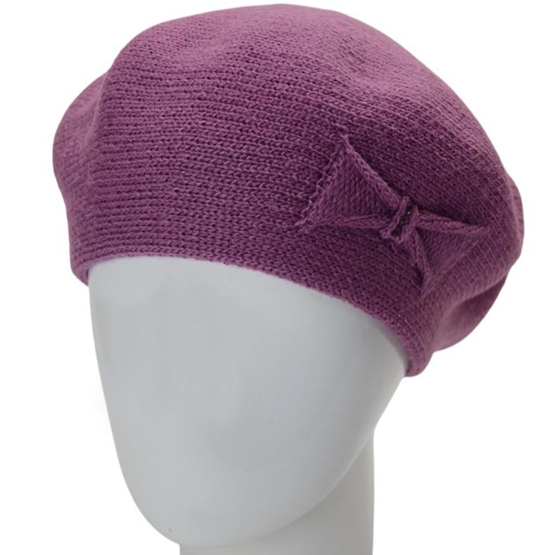 Берет жіночий Lirus КСЮША осінній подвійний з візерунком збоку one size Бузковий (282689) - фото 1