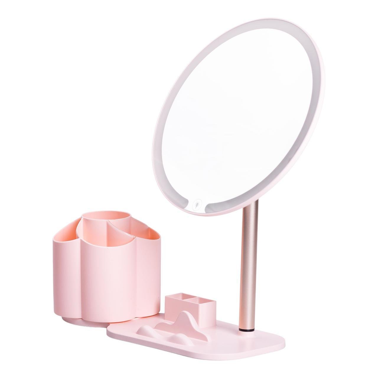 Зеркало для макияжа с подсветкой круглое настольное HP-10-9AP с подставкой Ø21 см Розовый (A-033802) - фото 5 Зеркало для макияжа с подсветкой круглое настольное HP-10-9AP с подставкой Ø21 см Розовый (A-033802) - фото 5