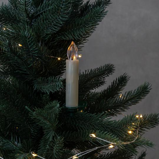 Набор светодиодных свечей с клипсами на елку из пластика 2х10 см 10 шт. Айвори (150-81-9261-002)