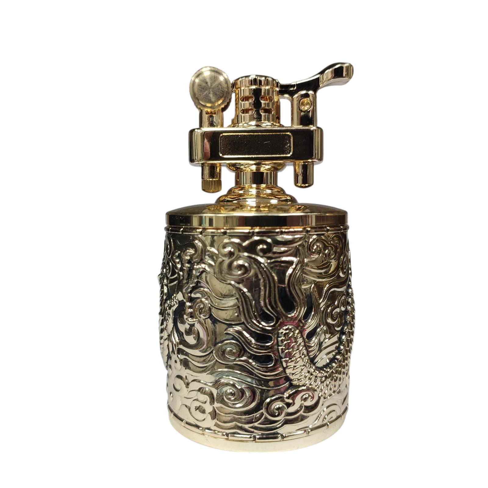 Зажигалка бензиновая Chief CF-206 Dragon and Stone настольная в подарочной упаковке Gold (CF-206)