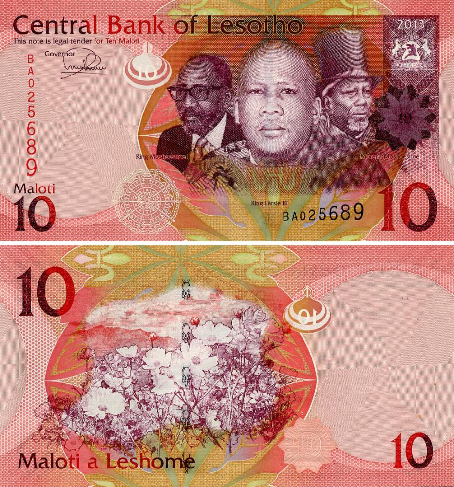 Коллекционная банкнота Лесото 10 молот 2013 UNC (P21b)