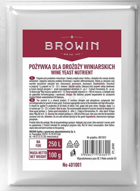 Питательное вещество для винных дрожжей Browin 100 г на 250 л (ПР 401001)