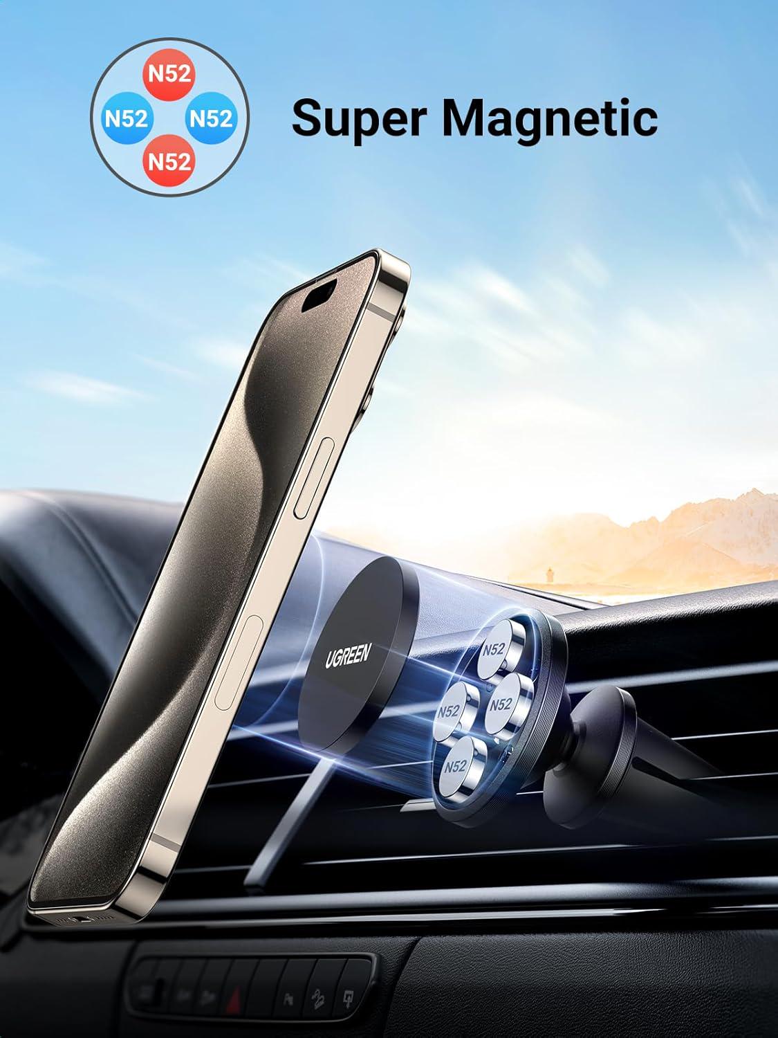 Держатель для телефонов в машину UGREEN LP743 Magsafe не блокирующий вентиляционное отверстие усиленный магнитный Black (25425) - фото 3 Держатель для телефонов в машину UGREEN LP743 Magsafe не блокирующий вентиляционное отверстие усиленный магнитный Black (25425) - фото 3