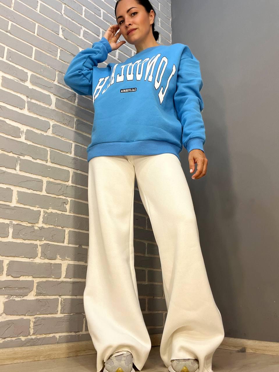 Свитшот женский QUZEN 488 long beach флис утепленный S Голубой (2872) - фото 5 Свитшот женский QUZEN 488 long beach флис утепленный S Голубой (2872) - фото 5