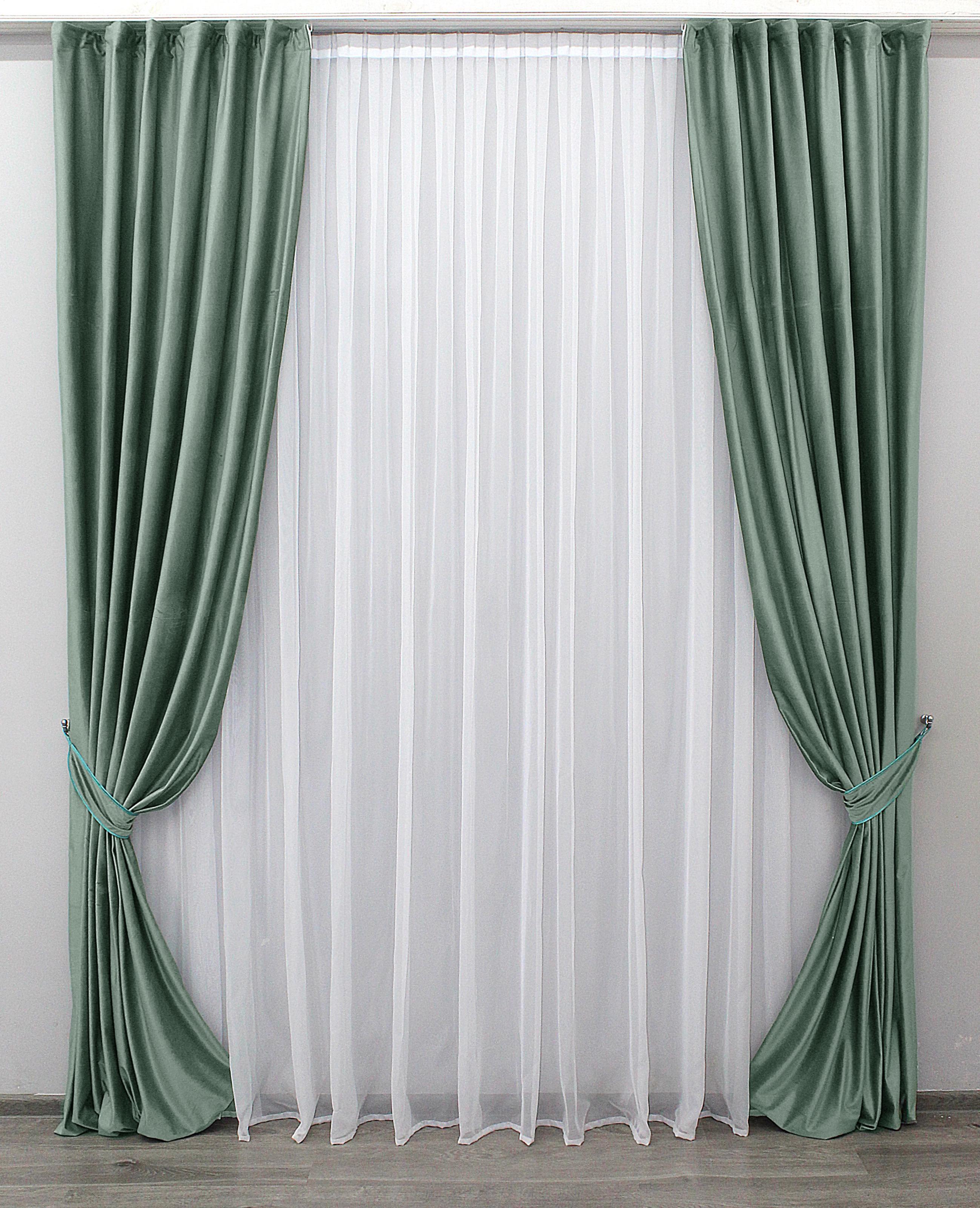 Комплект штор VR-Textil № 1063ш бархат 150х275 см 2 шт. Фисташковый (30-871)