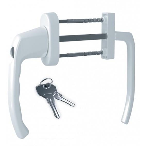 Ручка двухсторонняя Гриф с замком для балконной ПВХ двери (BHS2/3(33)Ral9016)