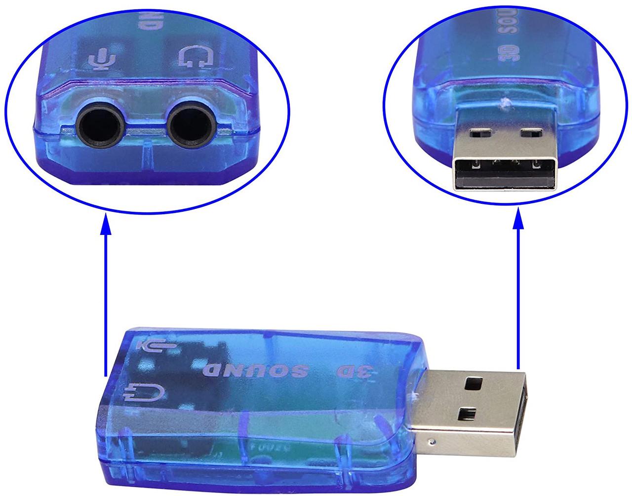 Звуковая карта Rias 3D Sound card внешняя 5.1 USB Blue (3_01122) - фото 3