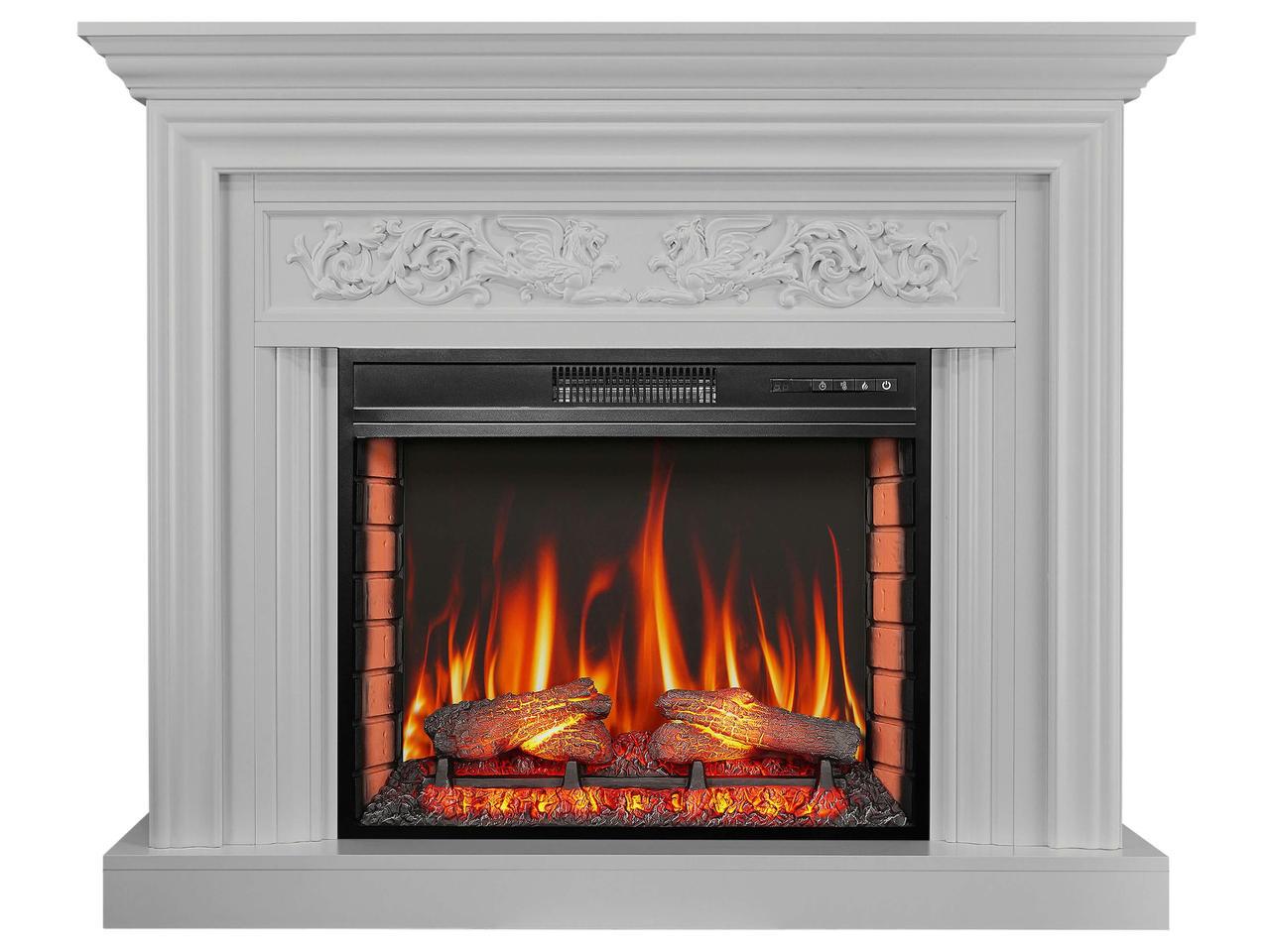 Каминокомплект ArtiFlame Monferrato AF28S белый со звуком 3D Камин
