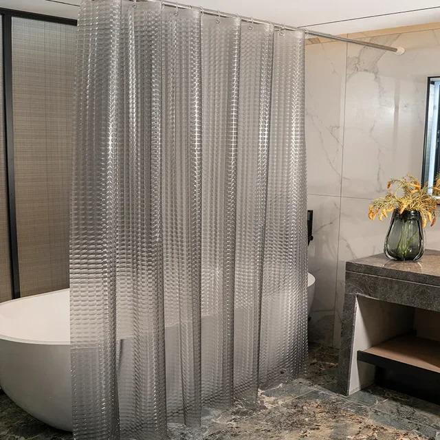 Шторка для душа и ванной комнаты с 3 магнитами-утяжелителями клетка 180x180 см Прозрачно-серый