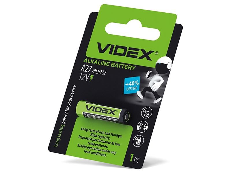 Батарейка щелочная Videx А27 1 шт. Blister Card (8421)