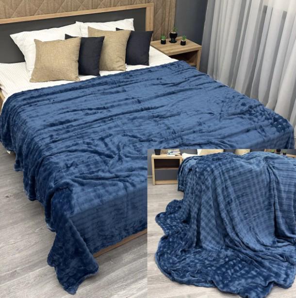 Покрывало плюш Soft Night в полоску 200х230 см Синий (87-137) - фото 2