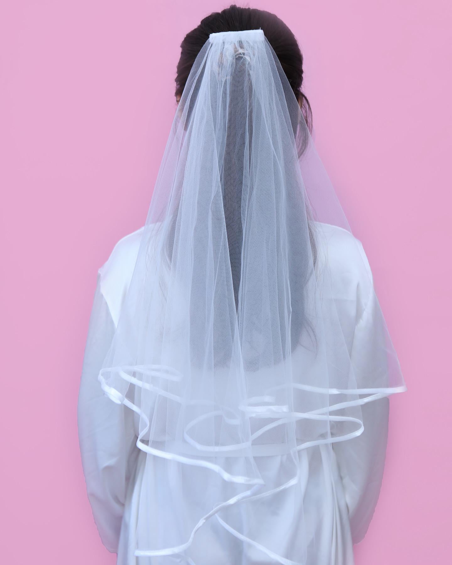 Свадебная фата 2-слойная с расческой 80 см Белый (81)