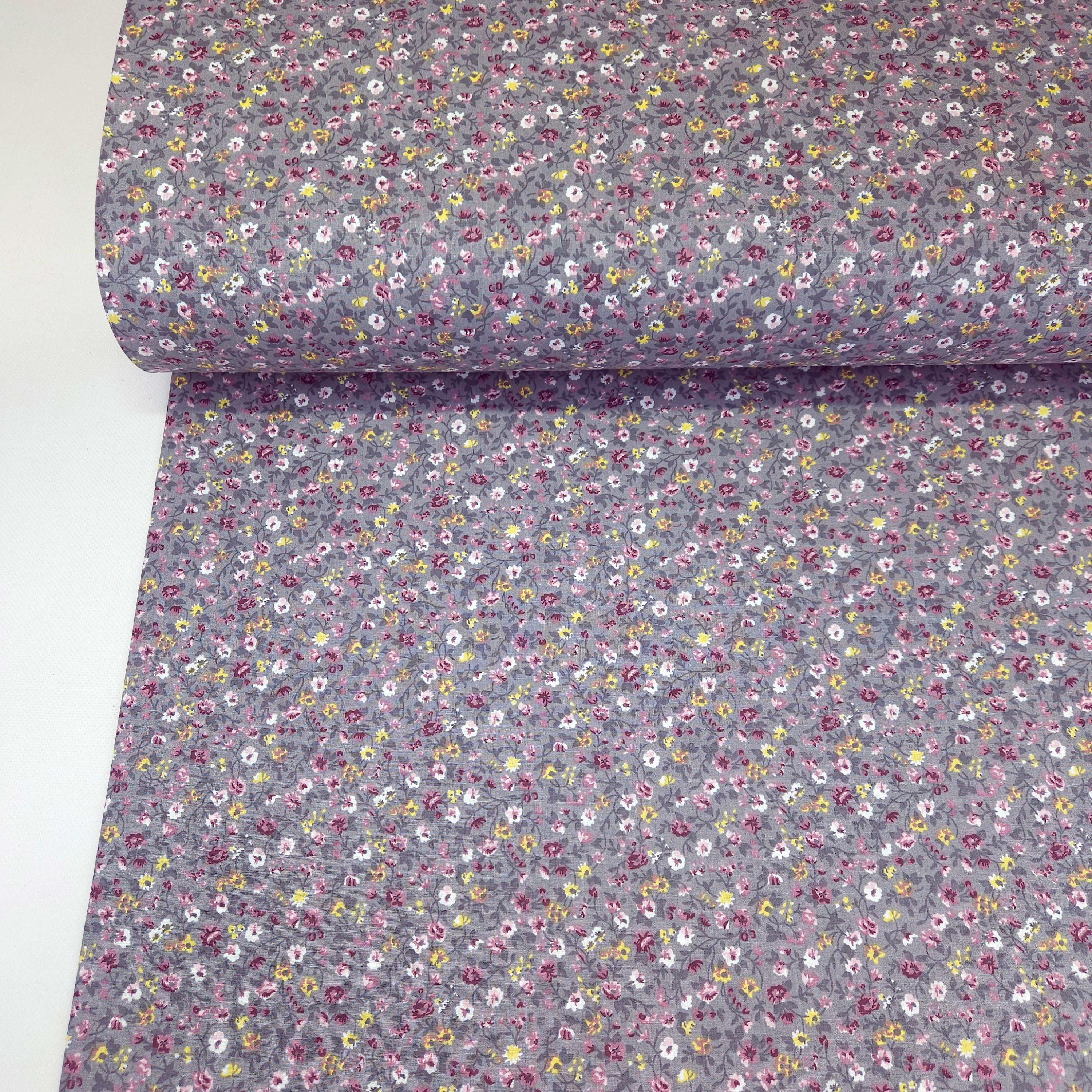 Ткань для постельного белья ранфорс мелкие цветы 240 см Серый (6.24427/18/Gri 03365)