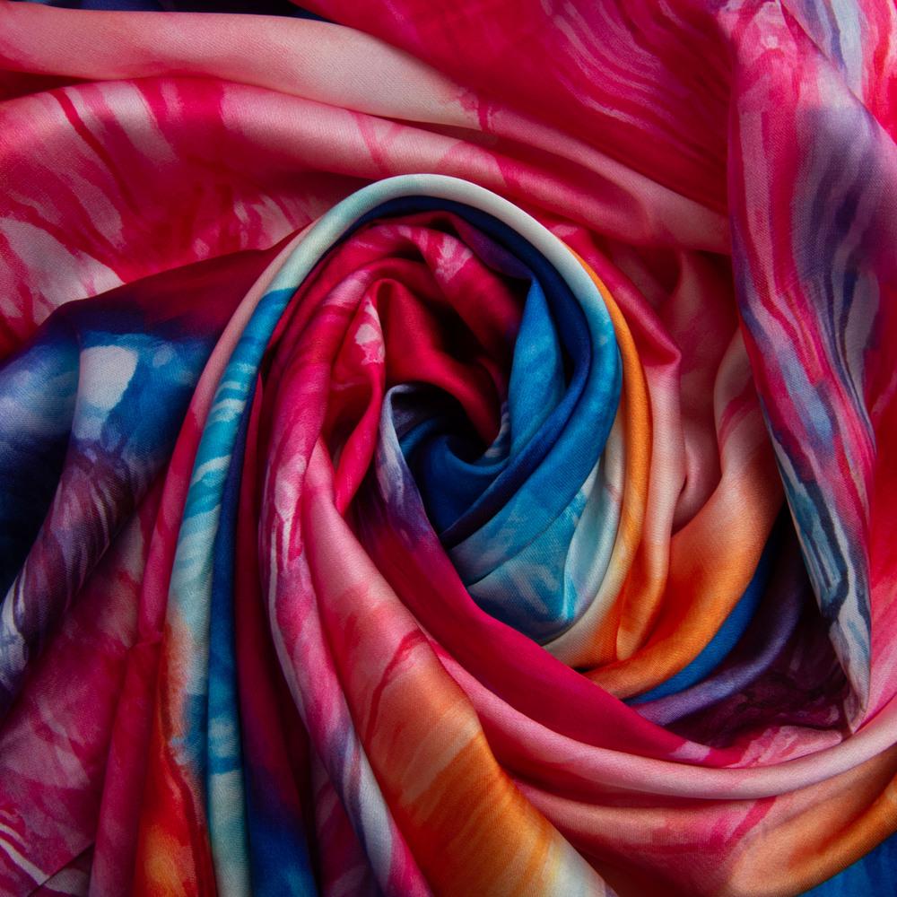 Ткань плательная атлас шелк акварель Малиновый (22341)