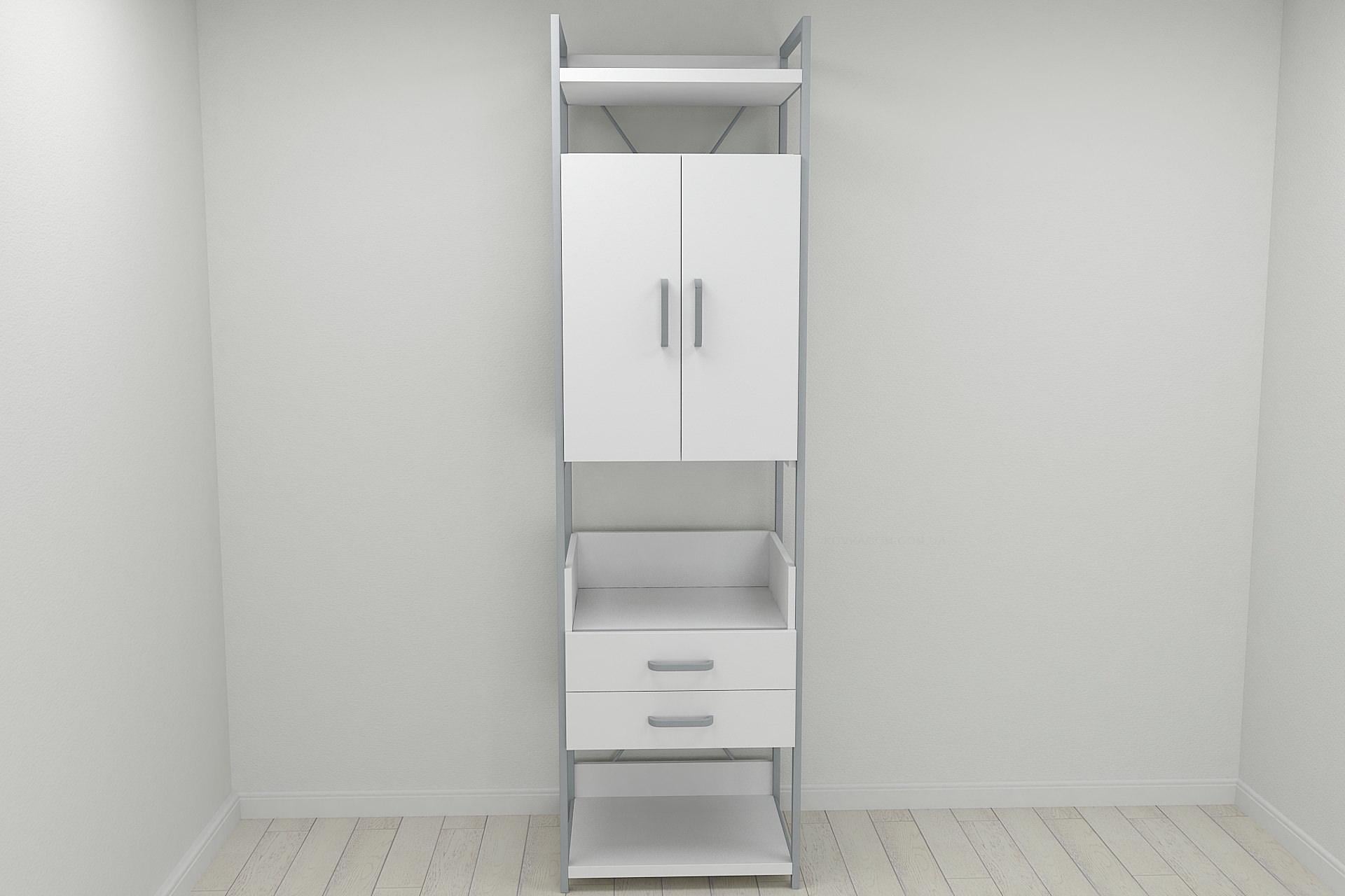 Шкаф гардероб уни секция 5 серии Конект Ferrum-decor 220x60x50 см металл Серый/ДСП Белый (SHG029)