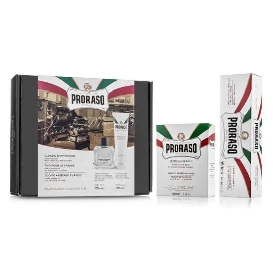Набор для бритья Proraso Classic Shaving Duo Sensitive с кремом и бальзамом (8004395004867)